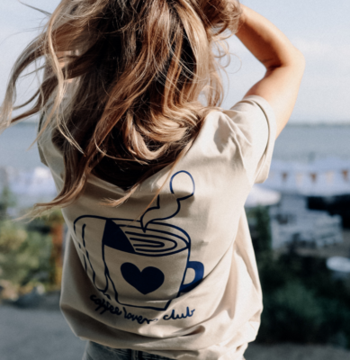 T-shirt - duży COFFEE LOVER na kremie
