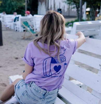 T-shirt - duży COFFEE LOVER na lila