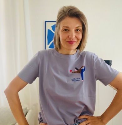 T-shirt - MOTHERHOOD BALANCE na lila-szarym