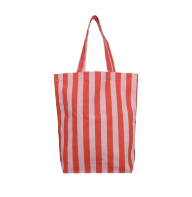 TORBA BAWEŁNIANA czerwono-różowe paski