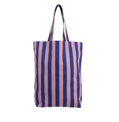 TORBA BAWEŁNIANA granatowo-różowe paski