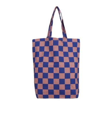 TORBA BAWEŁNIANA granatowo-różowa szachwonica