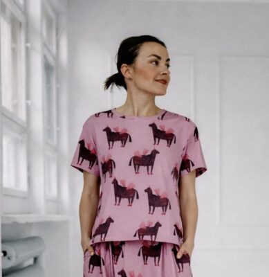 Boxy T-shirt - RÓŻOWE KONIE