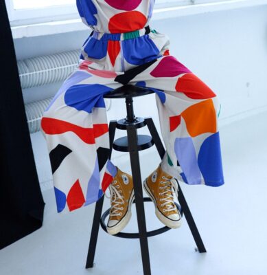 Spodnie kuloty - FIGURY NA KREMIE