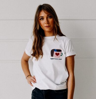 T-shirt - COFFEE LOVERS na białym