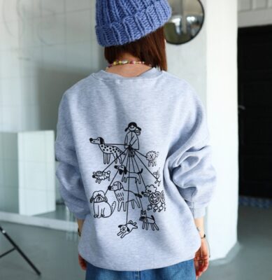 Bluza oversize - DOG LOVER na szarym melanżu