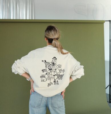Bluza oversize -DOG LOVER na kremie