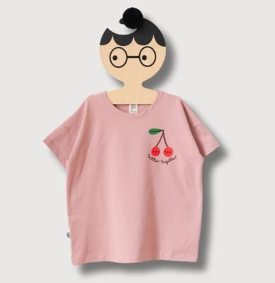 T-Shirt oversize Don't Grow Up BETTER TOGETHER na jasnym różu