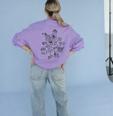 Bluza oversize - DOG LOVER na lila