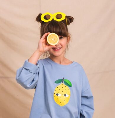 LONGSLEEVE Don't Grow Up cytryna na niebieskim