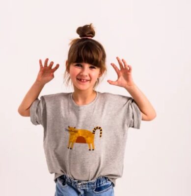 T-Shirt oversize Don't Grow Up KOT na szarym melanżu