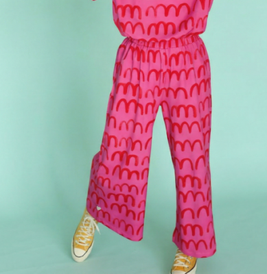 Spodnie kuloty - FALE na ostrym różu EDYCJA LIMITOWANA