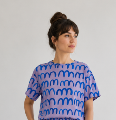 Boxy T-shirt Don't Grow Up - FALE na fiolecie