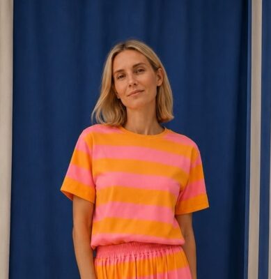 Boxy T-shirt Don't Grow Up - RÓŻOWE PASY